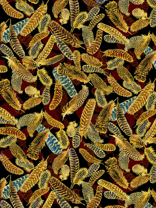 Gilded Feathers Cream Black