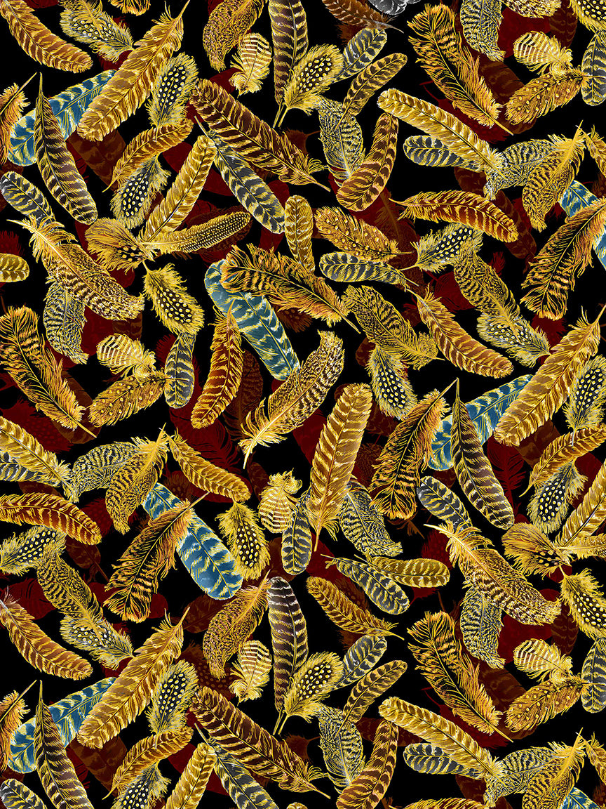 Gilded Feathers Cream Black