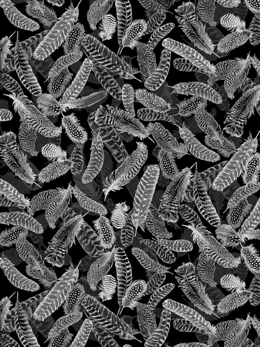 Gilded Feathers Cream Charcoal