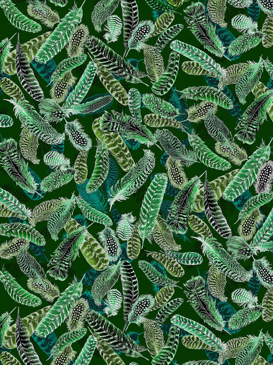 Gilded Feathers Teal Green