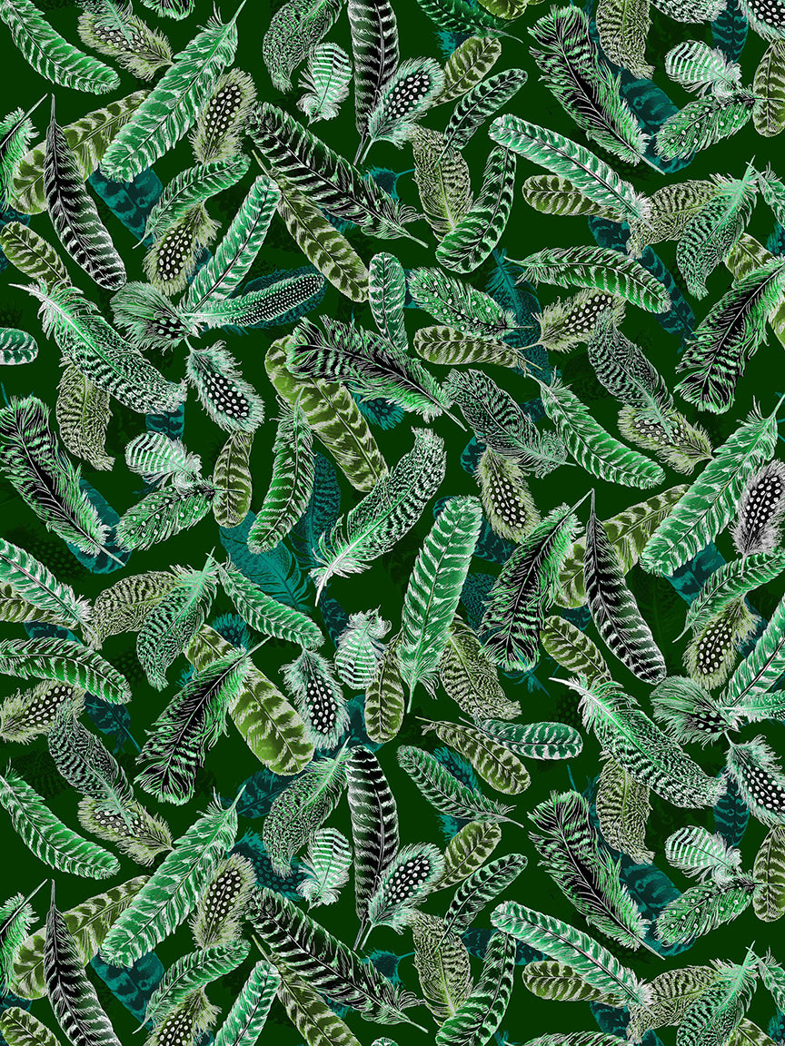 Gilded Feathers Teal Green