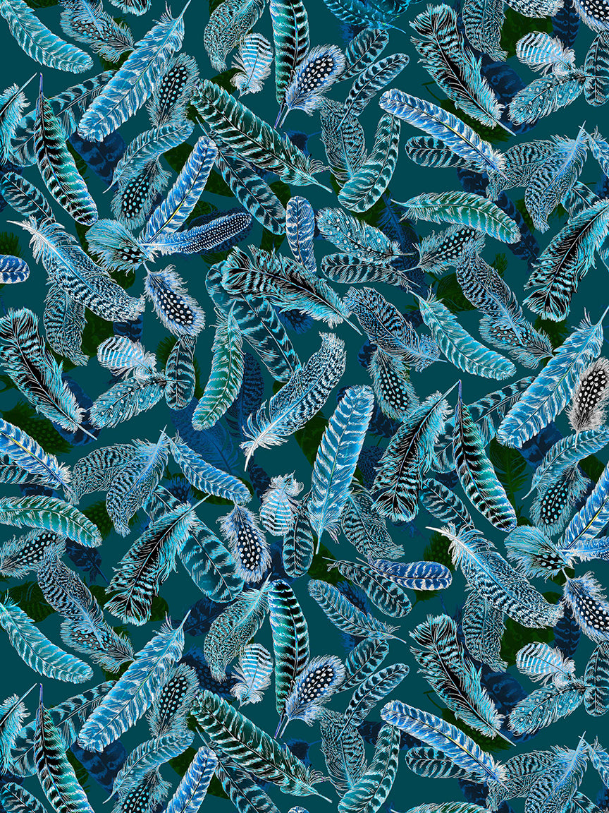 Gilded Feathers Peacock Blue