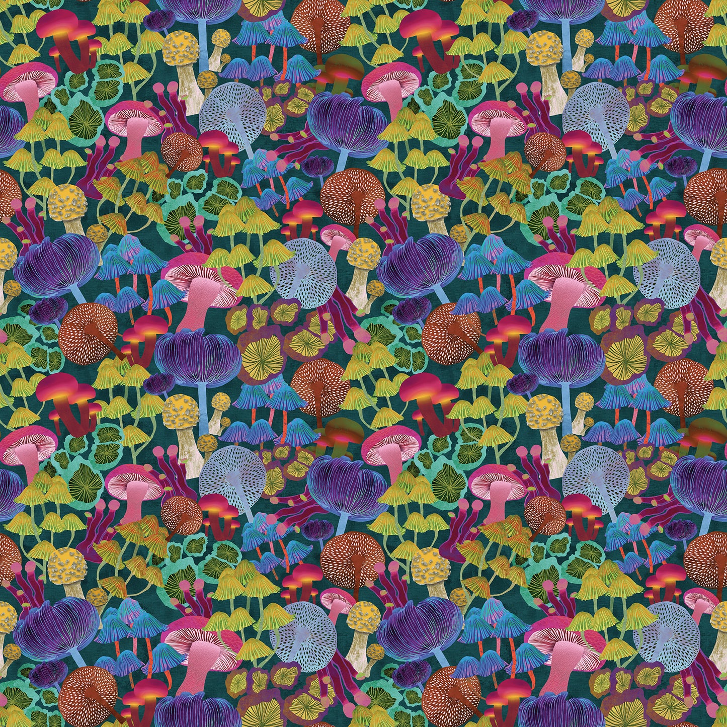 Modern Mushrooms Teal/Multi