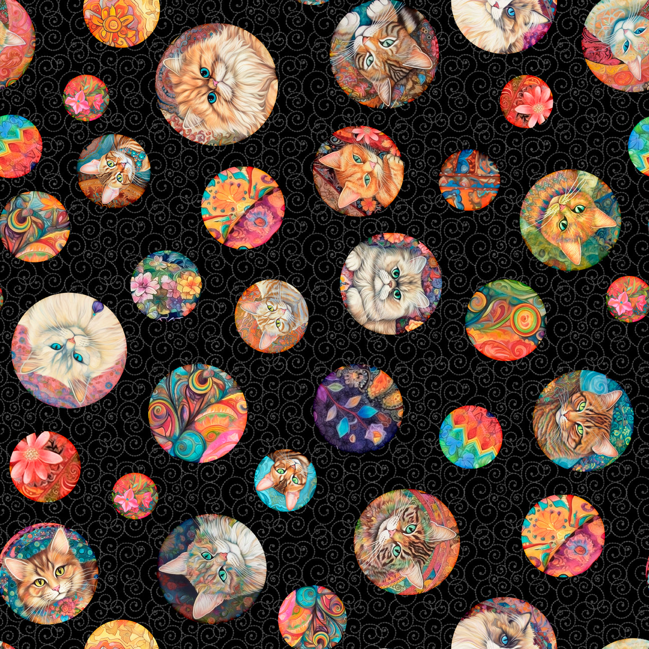 Quilt Room Kitties - Cat Circles - J