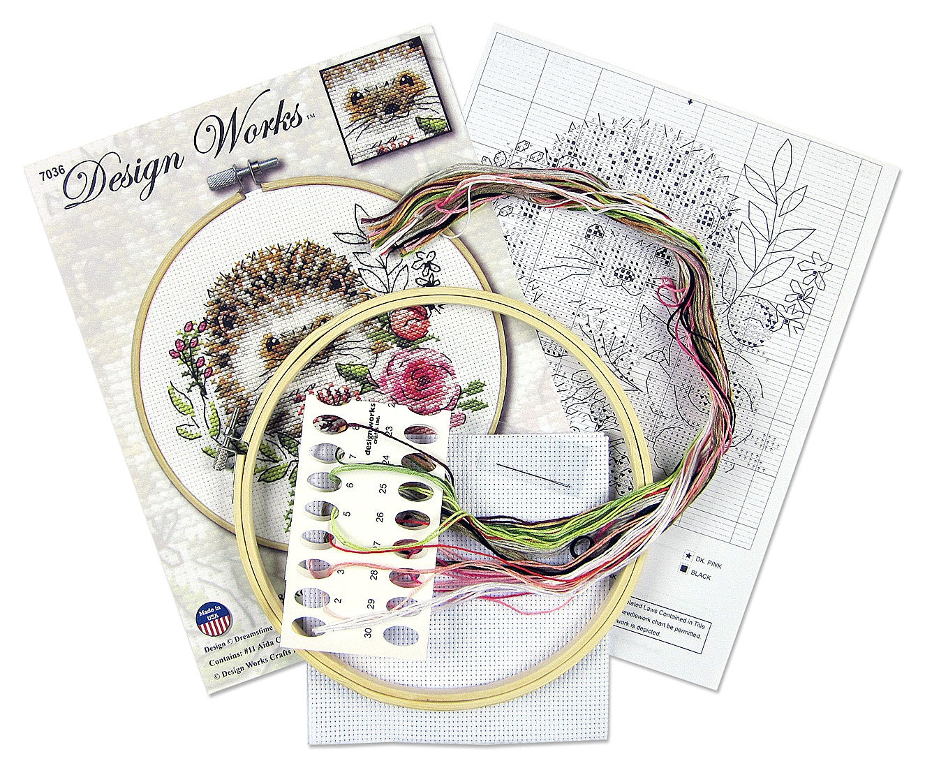Design Works Counted Cross Stitch Kit 8" Round-Hedgehog