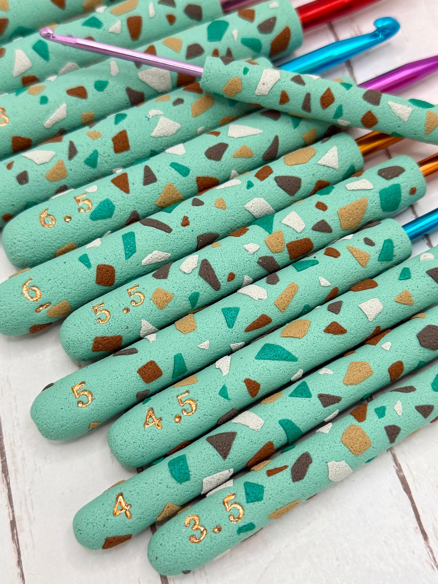 Crochet Hook Set - Green Terrazzo