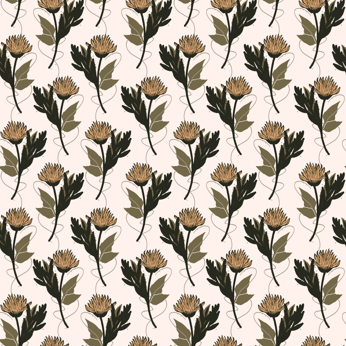 Dancing Daisies Main Ecru