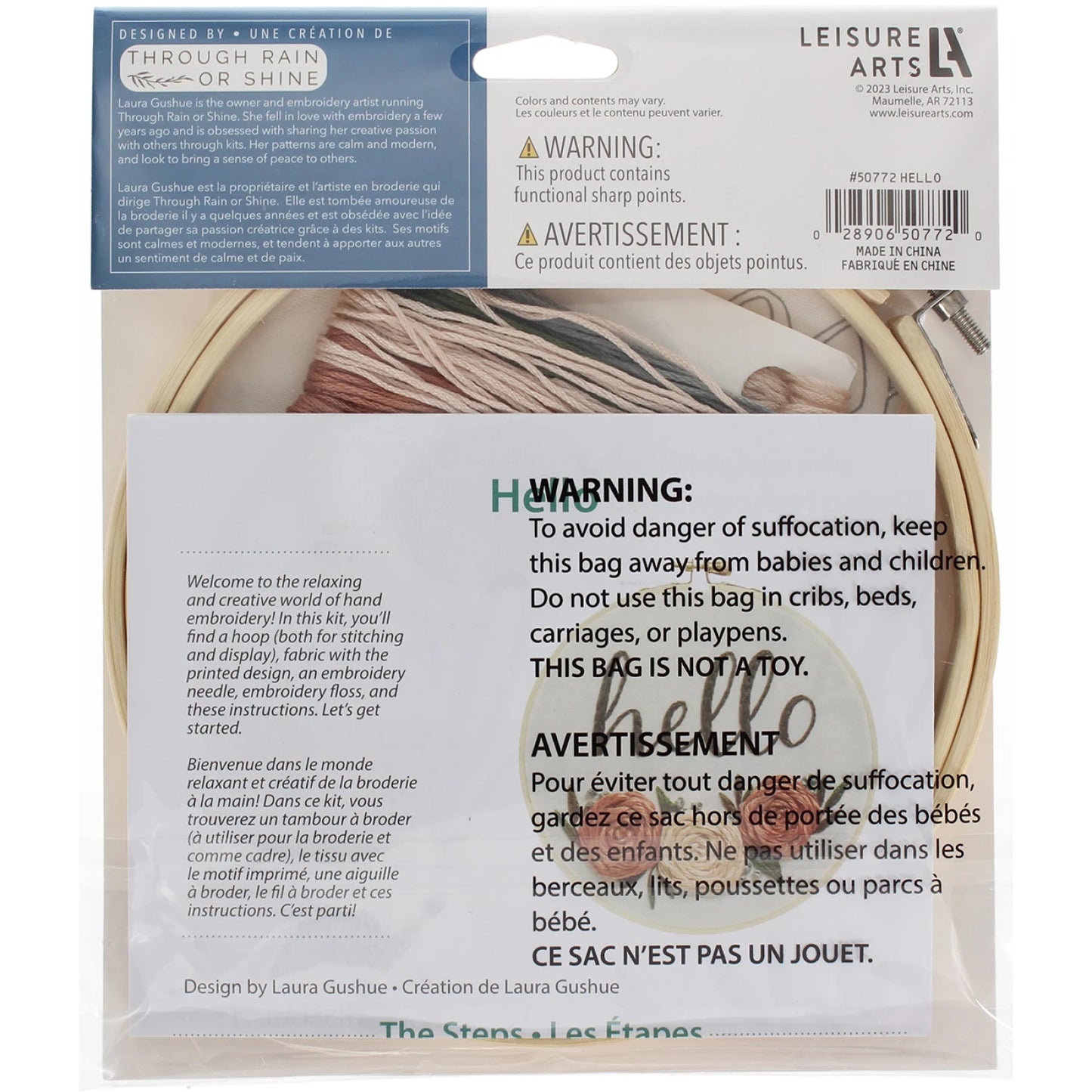 Leisure Arts Kit Embroidery 6" Hello