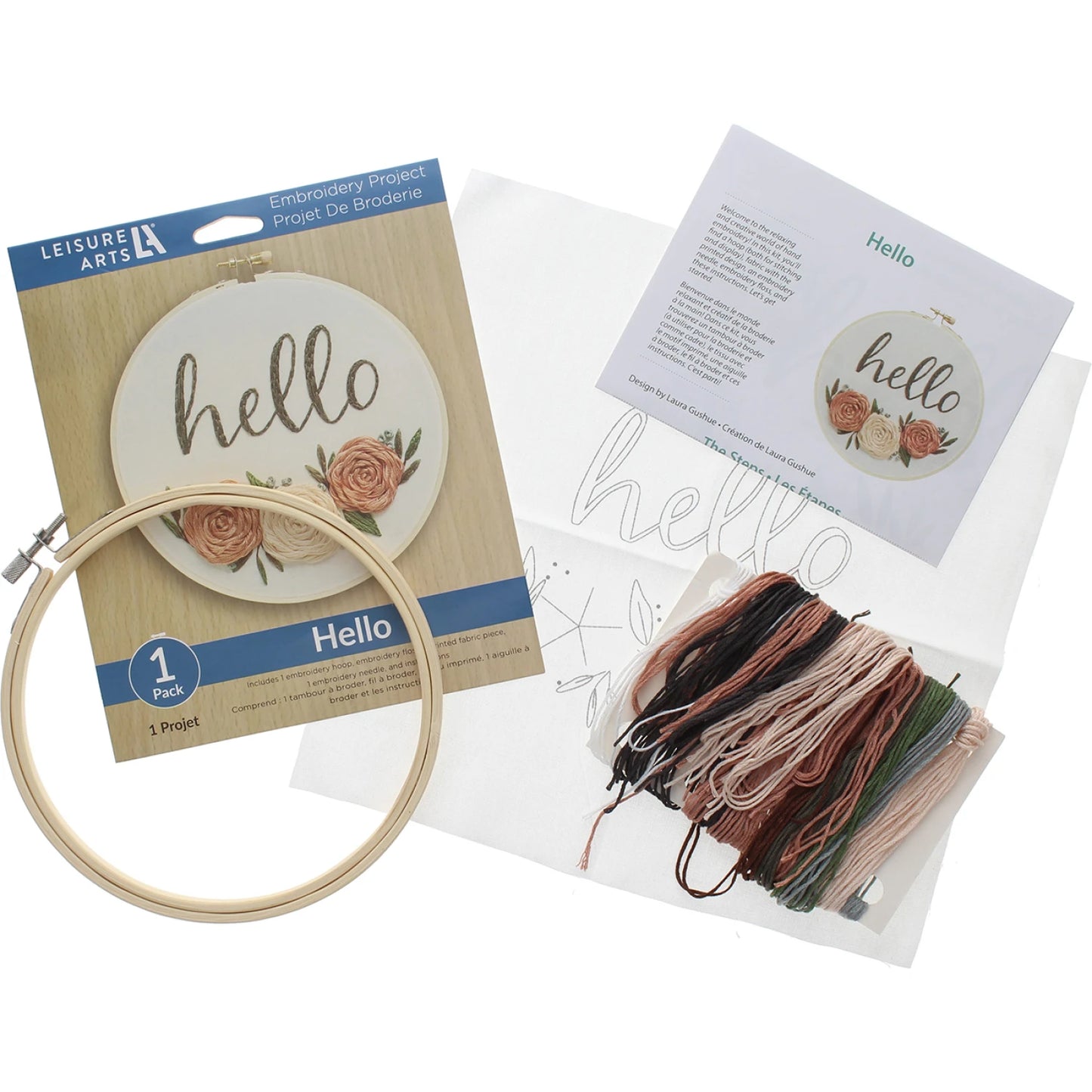 Leisure Arts Kit Embroidery 6" Hello
