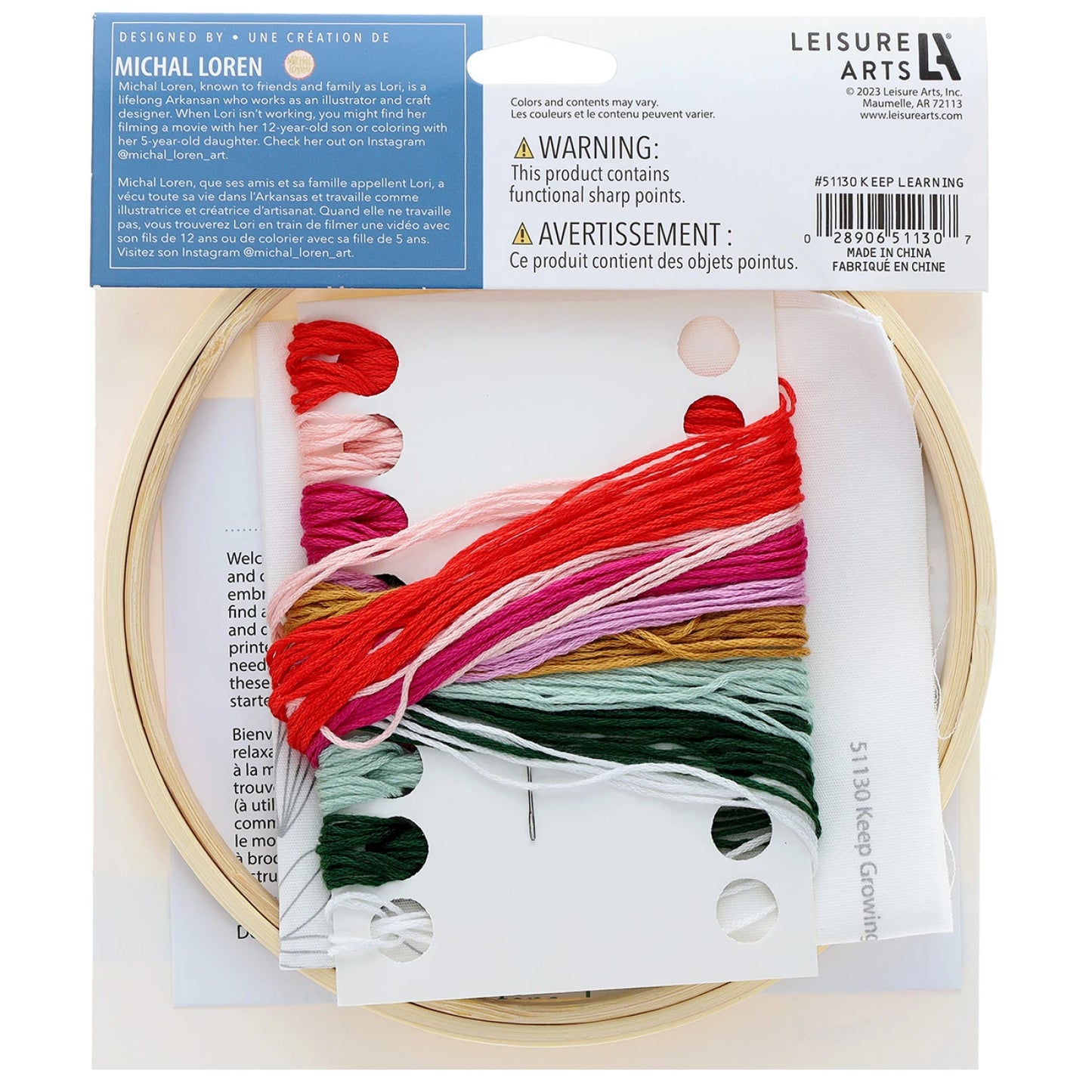 Leisure Arts Emb Kit 6" Keep Learning
