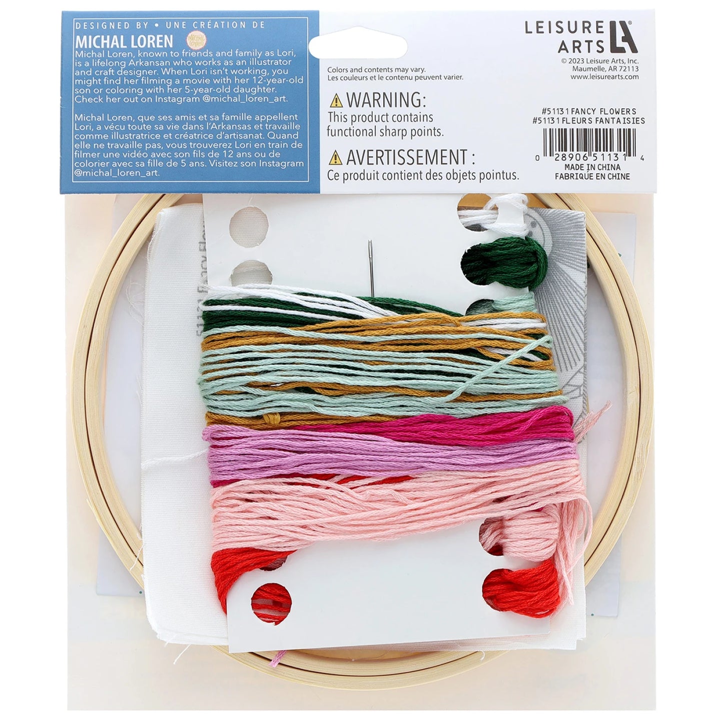 Leisure Arts Emb Kit 6" Fancy Flowers