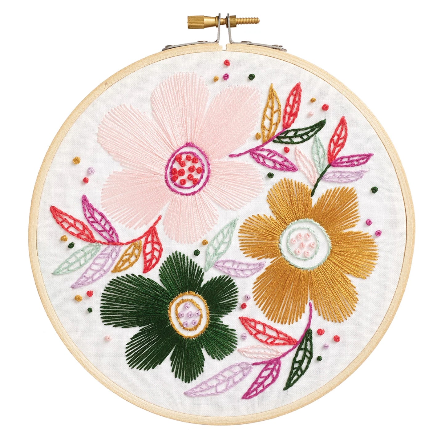 Leisure Arts Emb Kit 6" Fancy Flowers