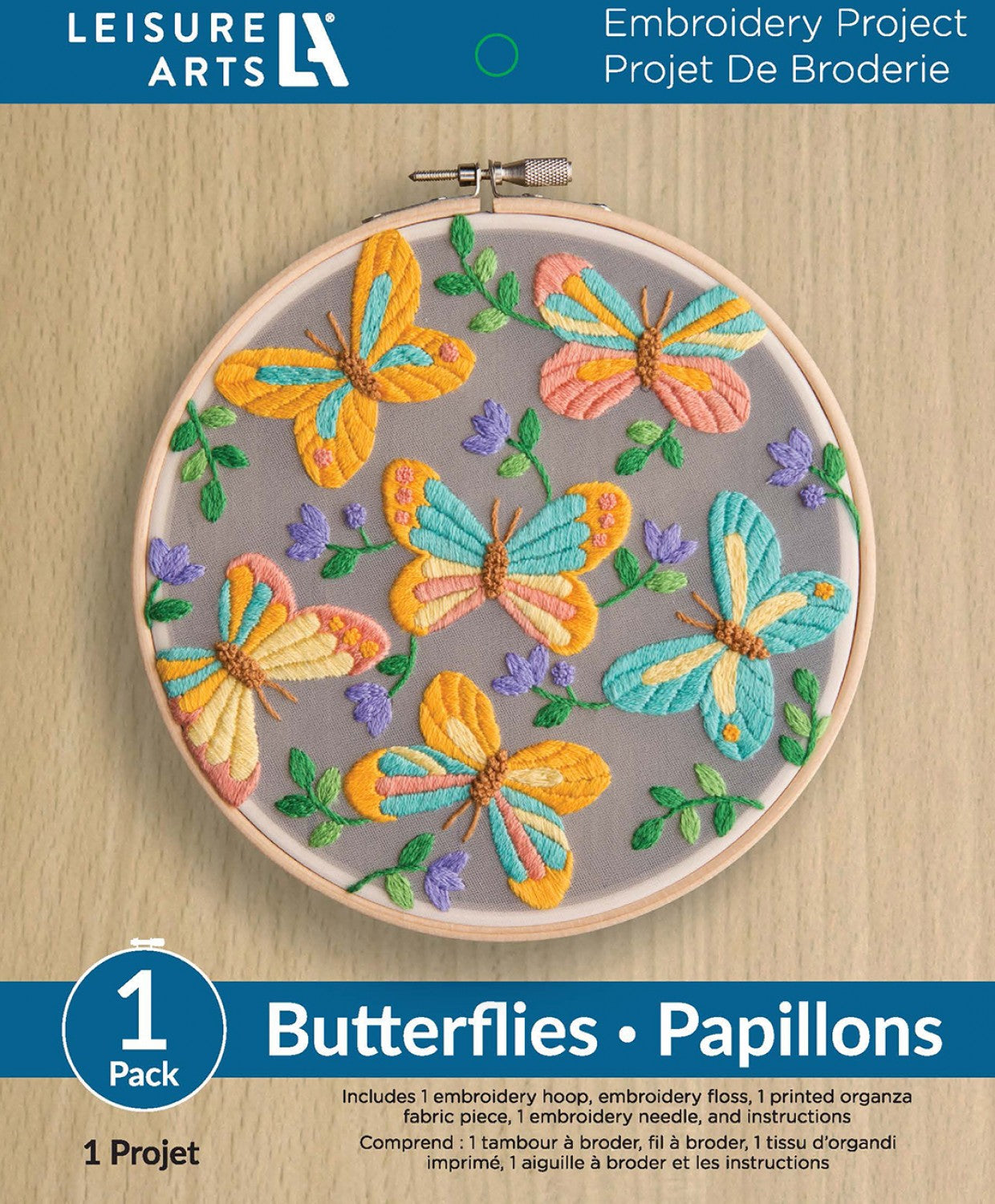 Leisure Arts Kit Embroidery 6in Org Butterfly