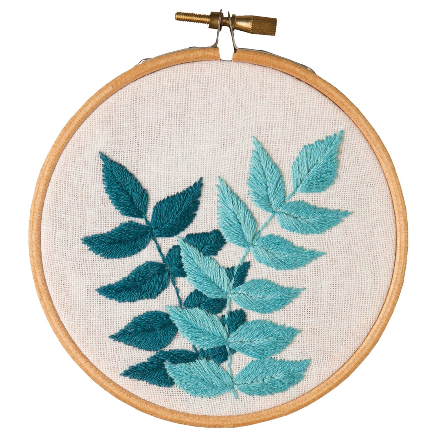 Leisure Arts Embroidery Kit 4" Teal Leaves