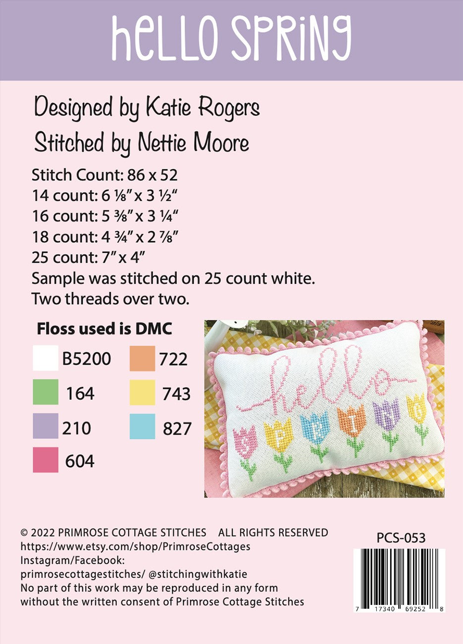 Hello Spring Cross Stitch Pattern