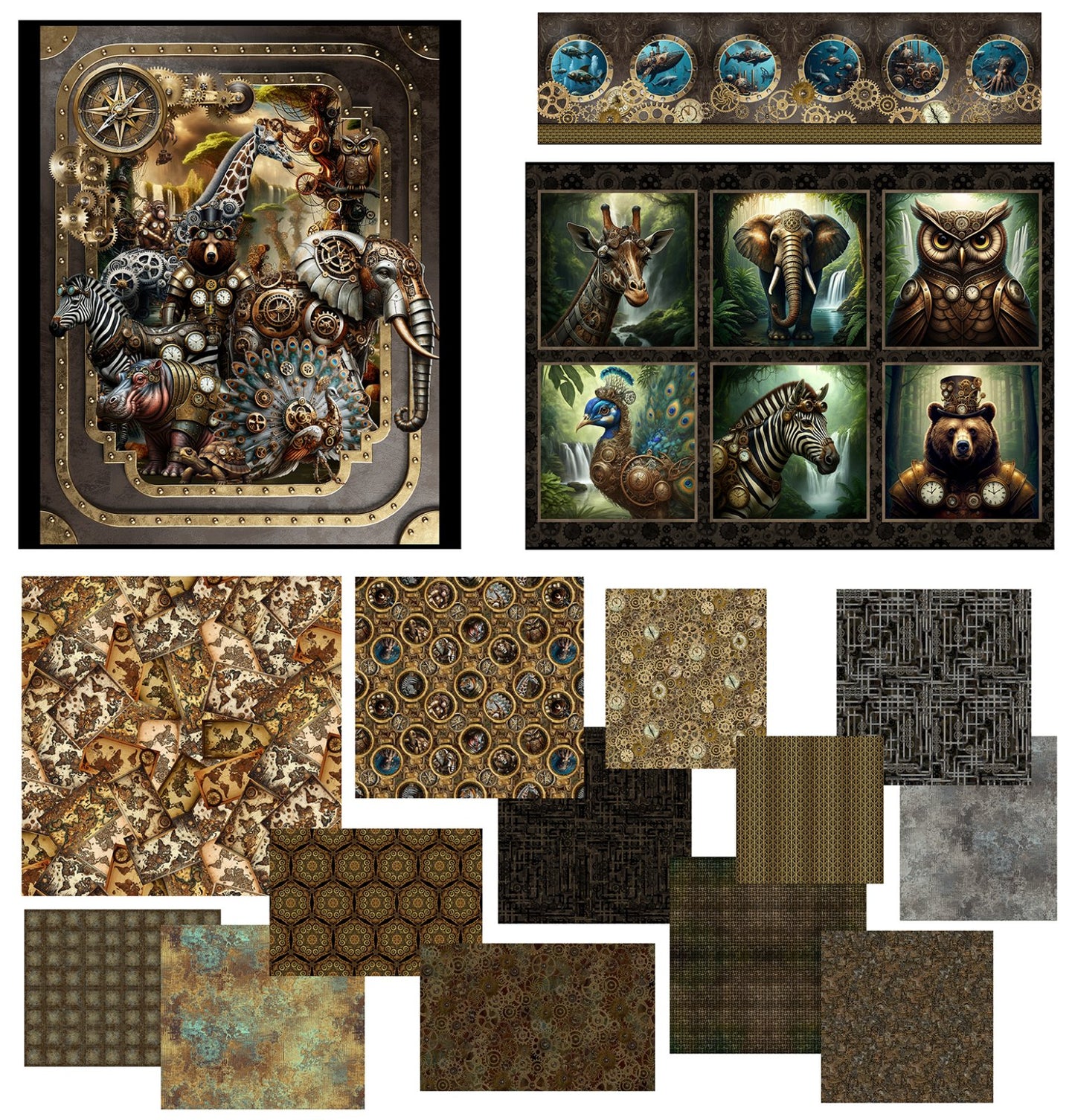 Steampunk Menagerie Quilt Kit - Pre-Order
