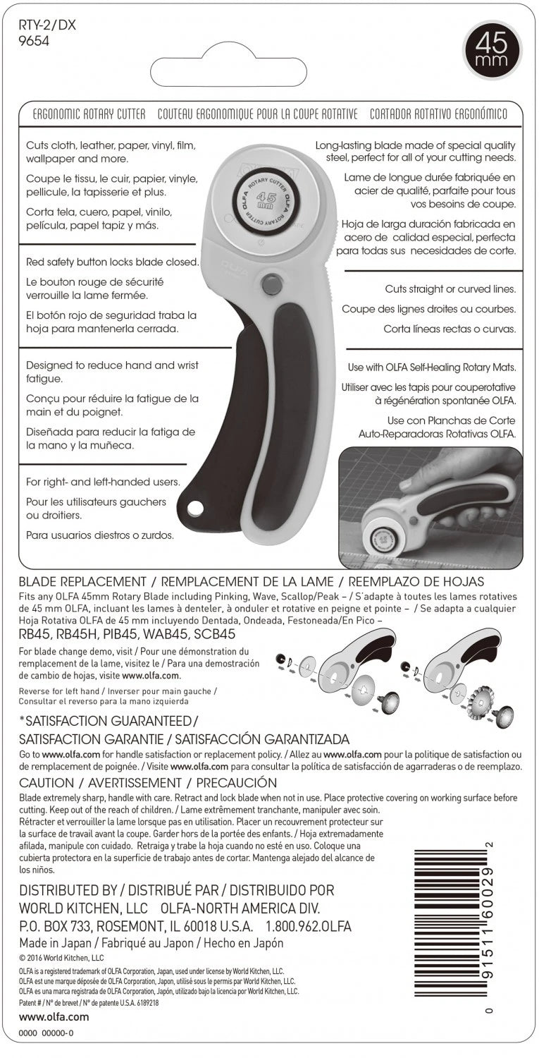OLFA 45 mm Deluxe Ergonomic Rotary Cutter