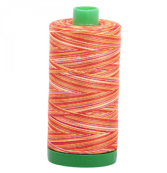 A1140-4657 Mako Cotton Embroidery Thread 40wt 1094yds Variegated Orange & Red