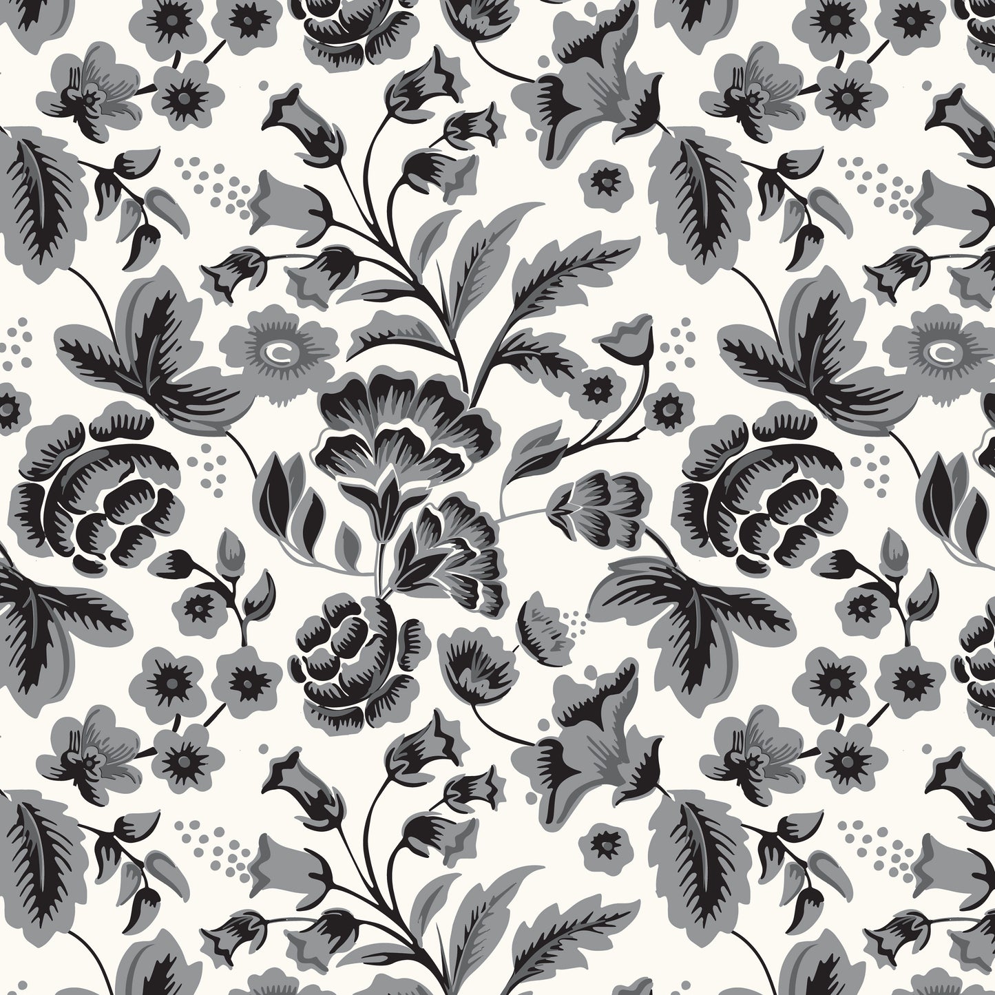 108" Wide Back Midnight Meadow Floral Cream