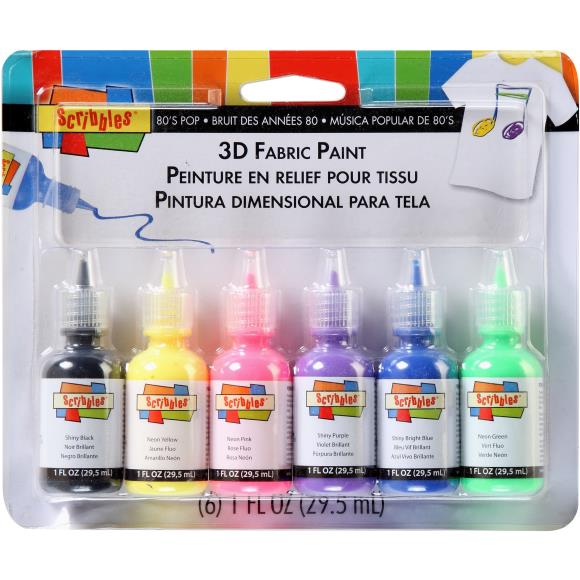 Scribbles 3D Fabric Paints 1oz 6/Pkg