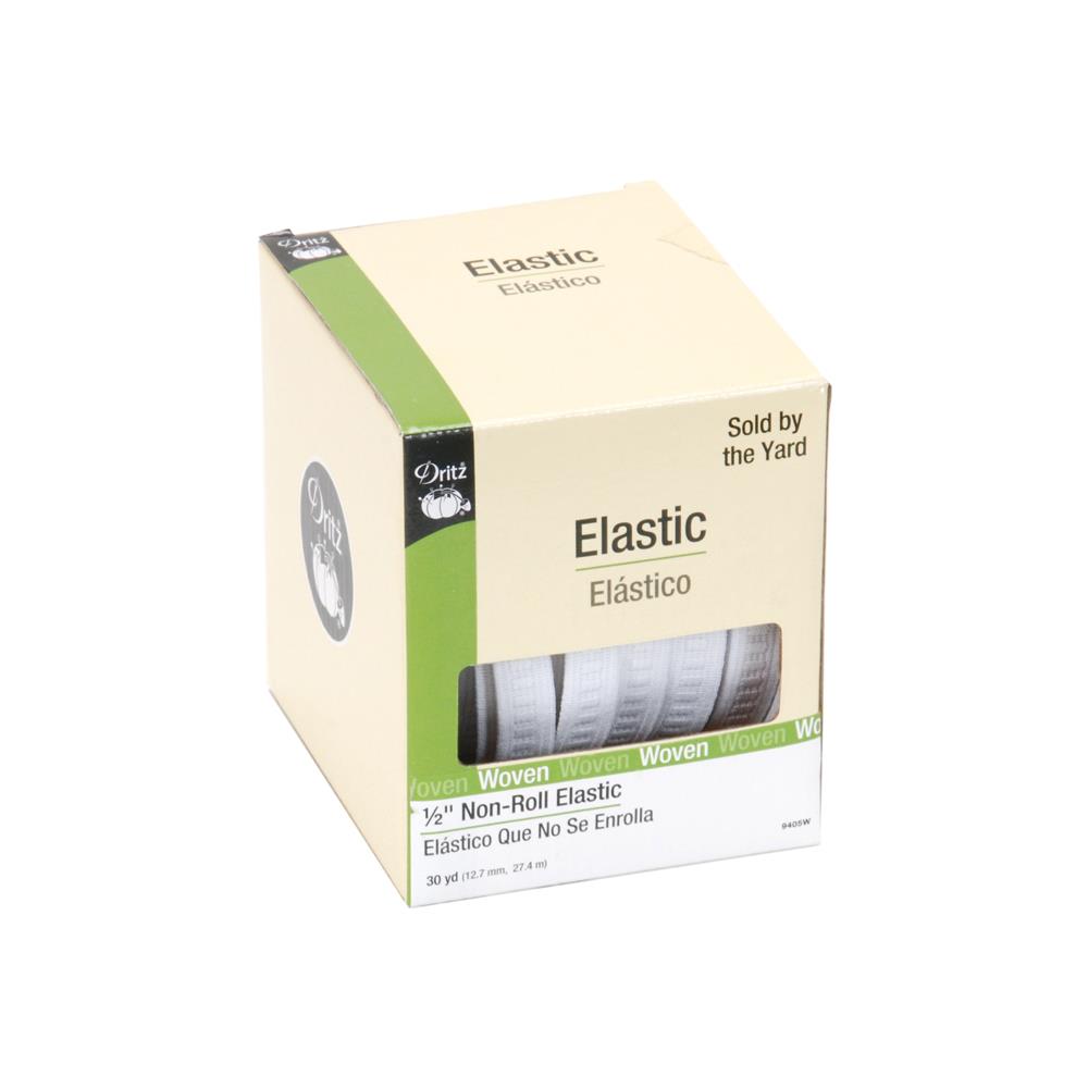 Dritz Woven Non-Roll Elastic 1/2" White