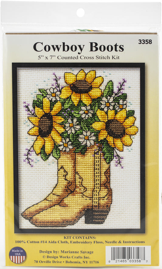 Design Works Counted Cross Stitch Kit 5"X7"-Cowboy Boots