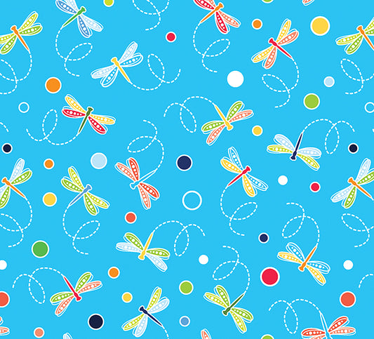 Dragonflies & Dots Medium Turq.