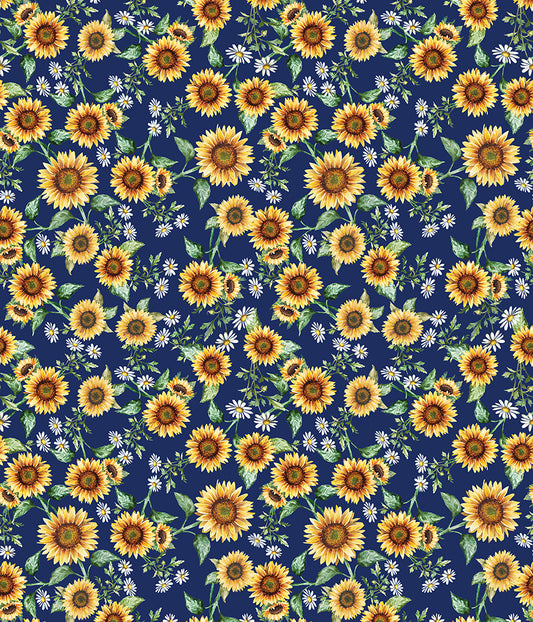 Green Acres - Sunflowers & Daisies Navy - 15342-57