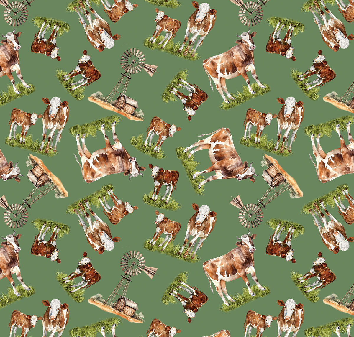 Green Acres - Cows in the Meadow Green - 15345-44