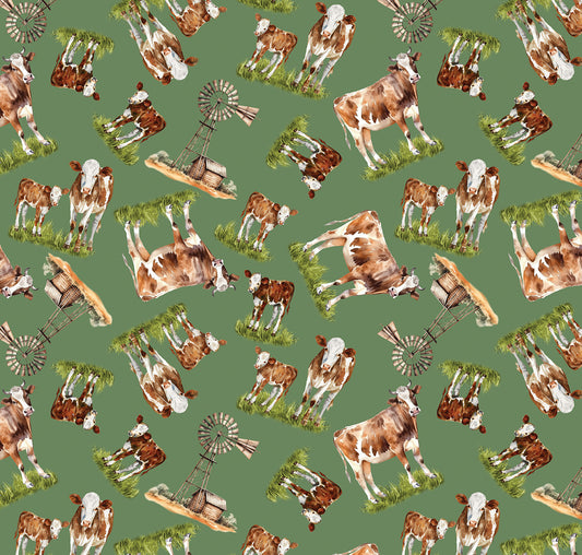 Green Acres - Cows in the Meadow Green - 15345-44