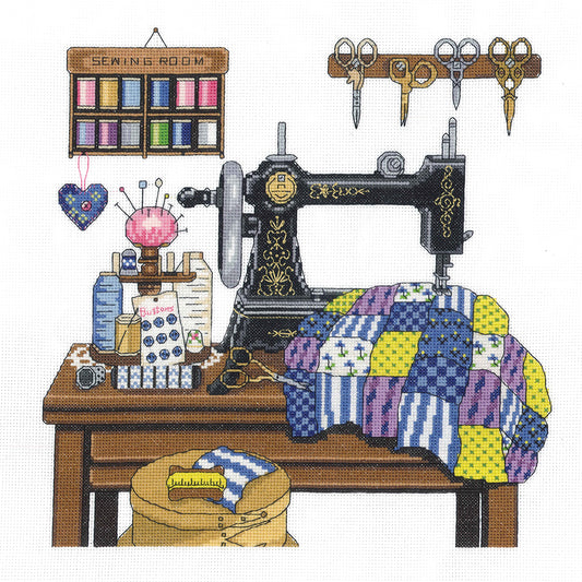Janlynn Counted Cross Stitch Kit 12"X12"-Antique Sewing Room