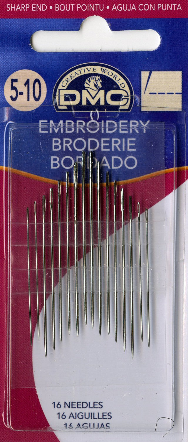 DMC Embroidery / Crewel Needles Assorted Sizes 5/10