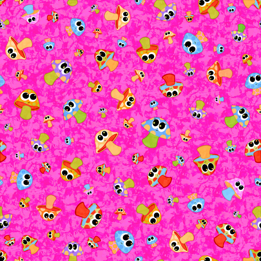 3-Yard-Curated-Bundle Pink mushrooms yellow snails
