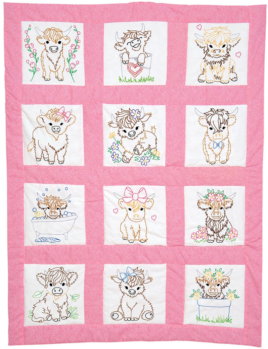 Baby Highland Cows Nursery Quilt Blocks