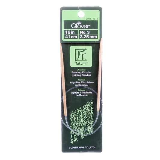Clover Takumi Bamboo 16in Circular Knitting Needle Size 3