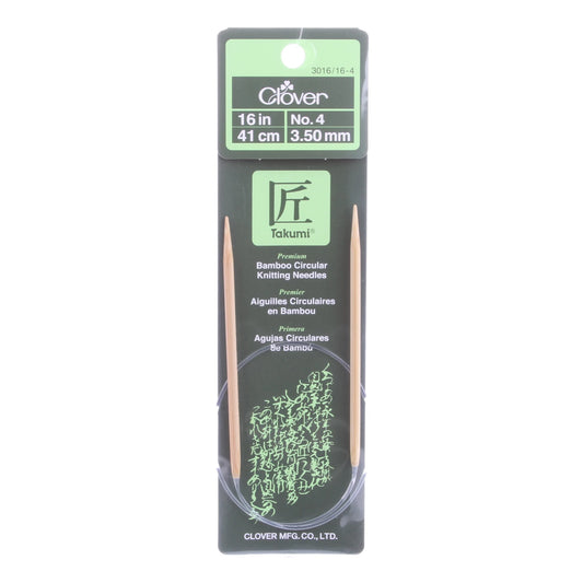 Clover Takumi Bamboo 16in Circular Knitting Needle Size 4