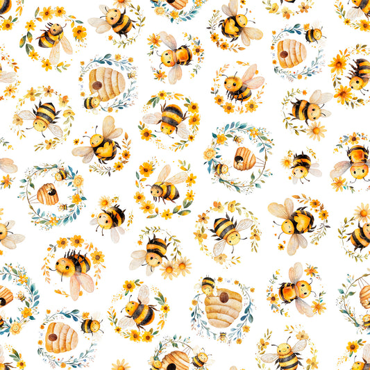 BUZZ, BUZZ, BUZZ - BEES & BEEHIVES - WHITE - 31701-Z