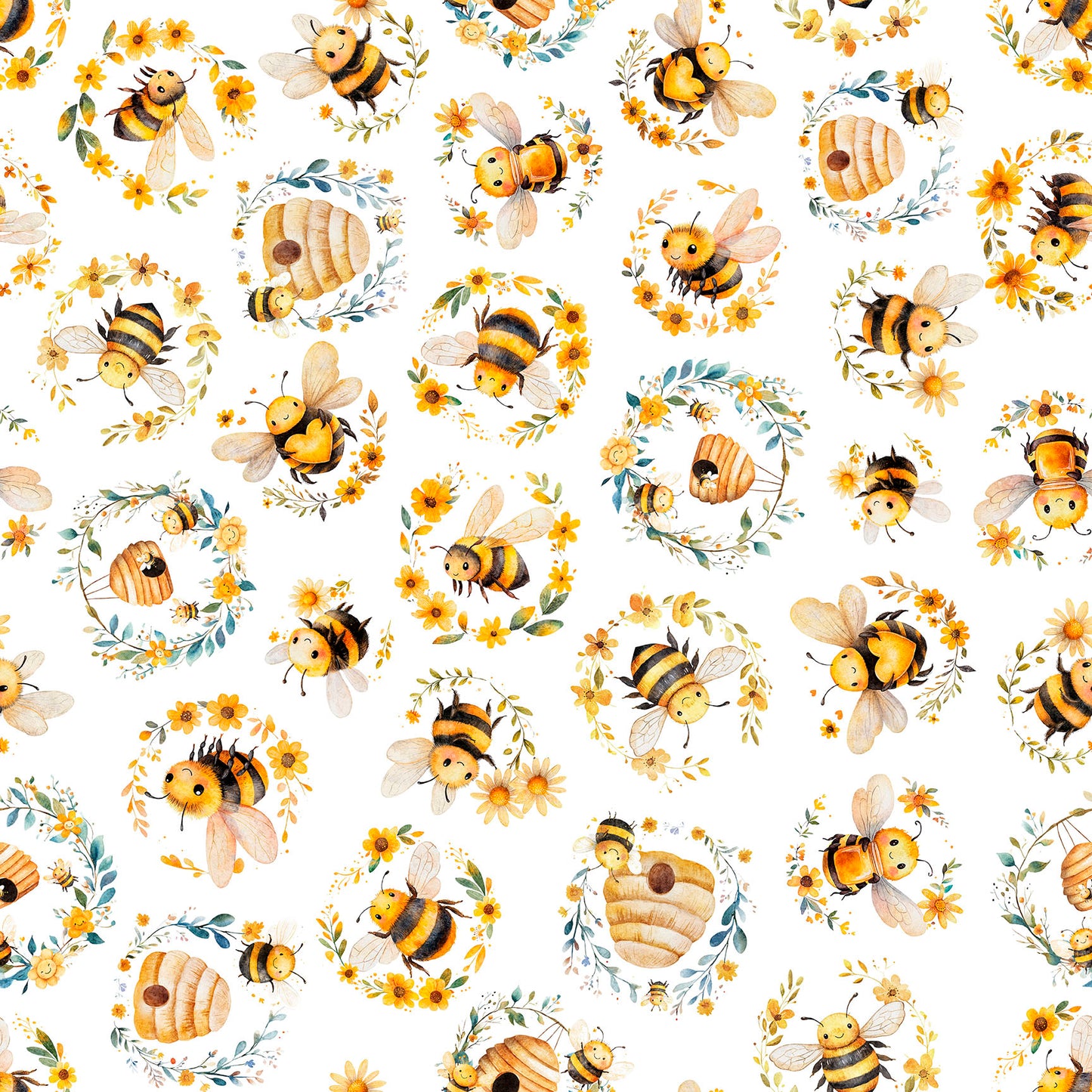 BUZZ, BUZZ, BUZZ - BEES & BEEHIVES - WHITE