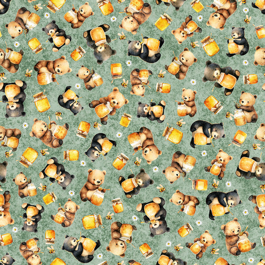 BUZZ, BUZZ, BUZZ - BEARS & HONEY - SAGE 31702-H