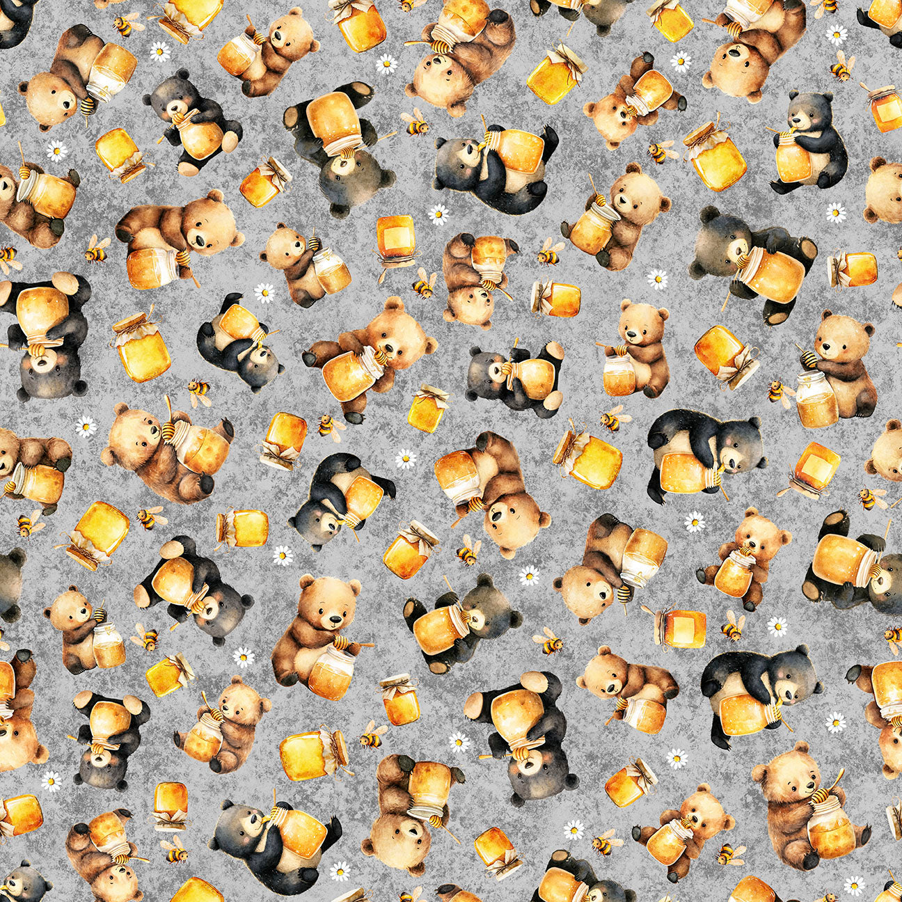 BUZZ, BUZZ, BUZZ - BEARS & HONEY - GRAY