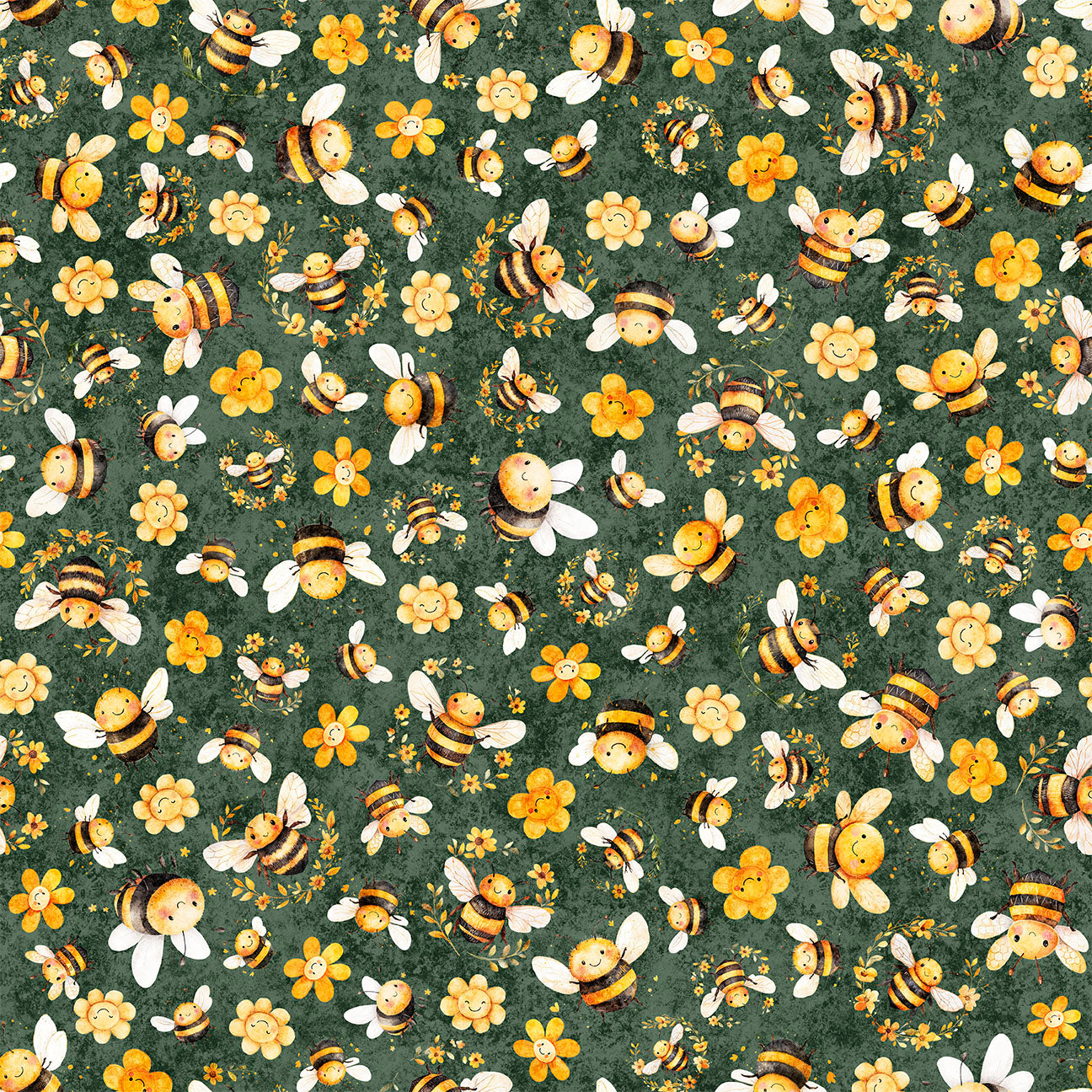 BUZZ, BUZZ, BUZZ - BEE & FLORAL TOSS - JUNIPER