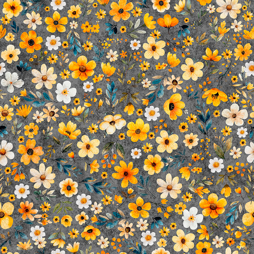 BUZZ, BUZZ, BUZZ - FLORAL - DK GRAY