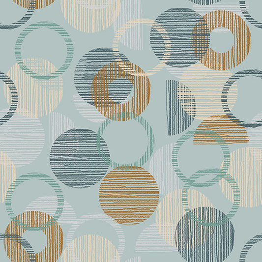 WISPS ON THE WIND - OVERLAPPING CIRCLE GEO - DUSTY AQUA
