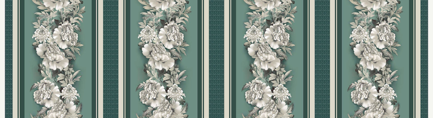 LE FLEUR - FLORAL BORDER STRIPE - GREEN -31811 H