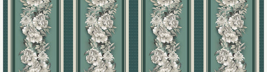 LE FLEUR - FLORAL BORDER STRIPE - GREEN -31811 H