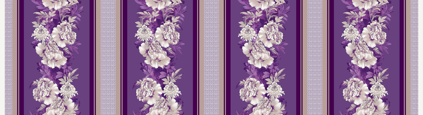 LE FLEUR - FLORAL BORDER STRIPE - PURPLE -31811 V