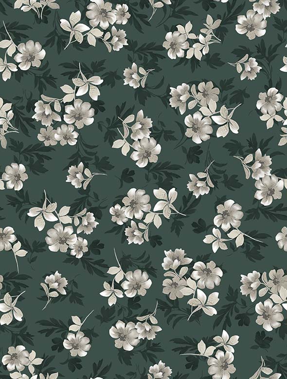 LE FLEUR - TOSSED FLORAL - DK GREEN -31813 G