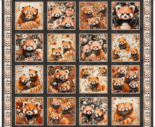 PANDALAND - PANDA PICTURE PATCHES - CHARCOAL PANEL