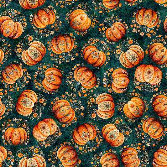 HARVEST HOLLOW - TOSSED PUMPKINS - TEAL