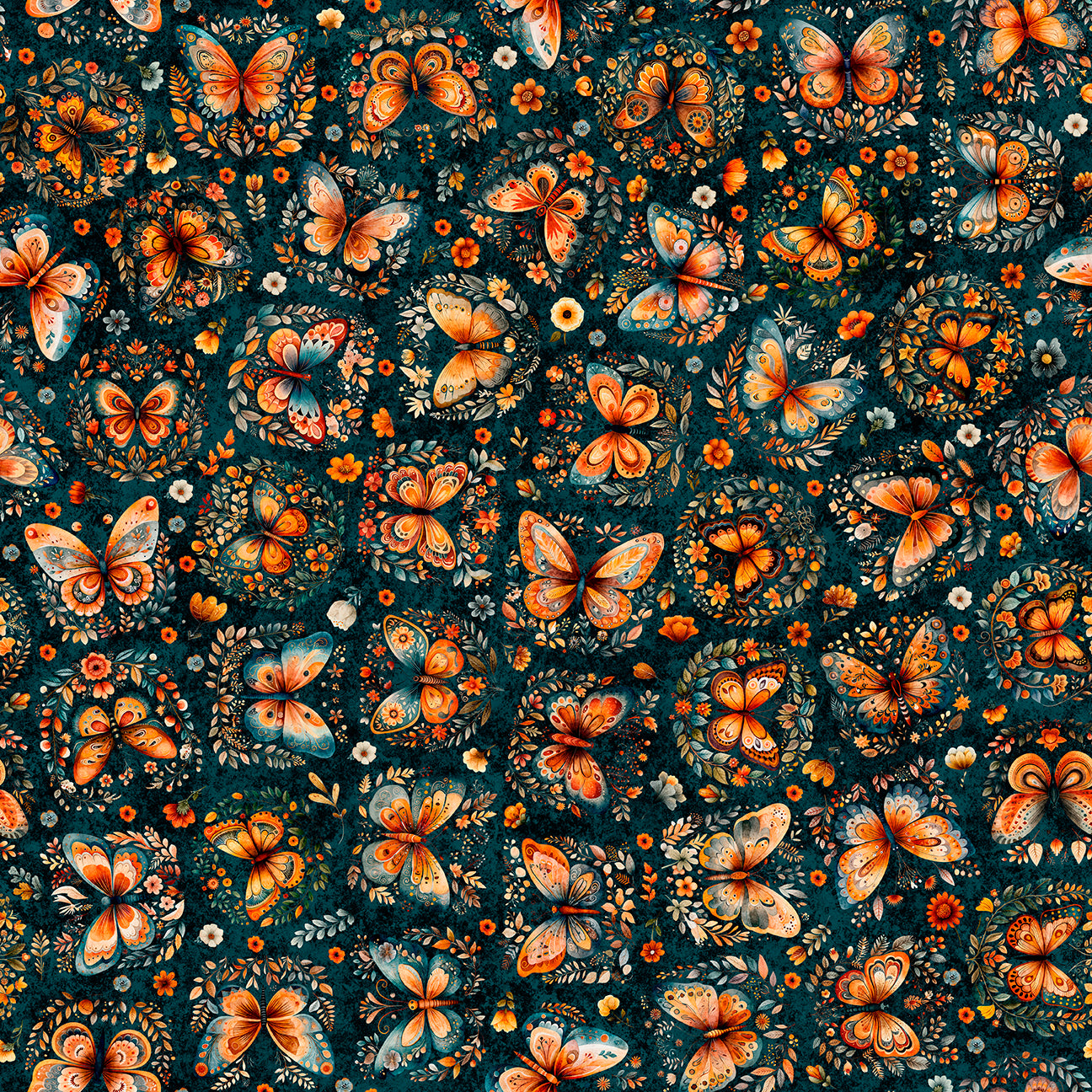 HARVEST HOLLOW - BUTTERFLIES - DK TEAL